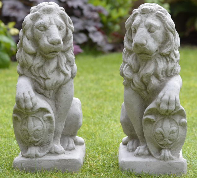 Decorative Concrete Lion Statues - Garden Ornament Set - High Quality with standard size.