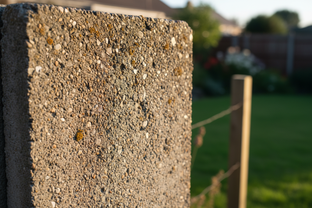 Concrete fence panel close-up