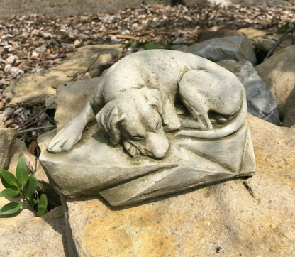 Sleeping Dog Statue | Reconstituted Stone Animal Concrete Garden Ornament Decor High Quality