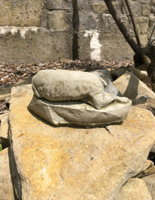 Sleeping Dog Statue | Reconstituted Stone Animal Concrete Garden Ornament Decor High Quality