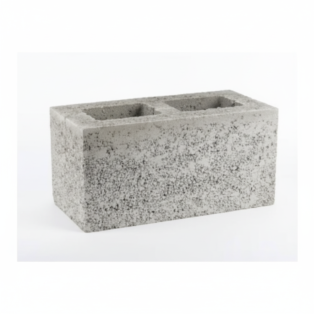 Concrete cinder block side angle view