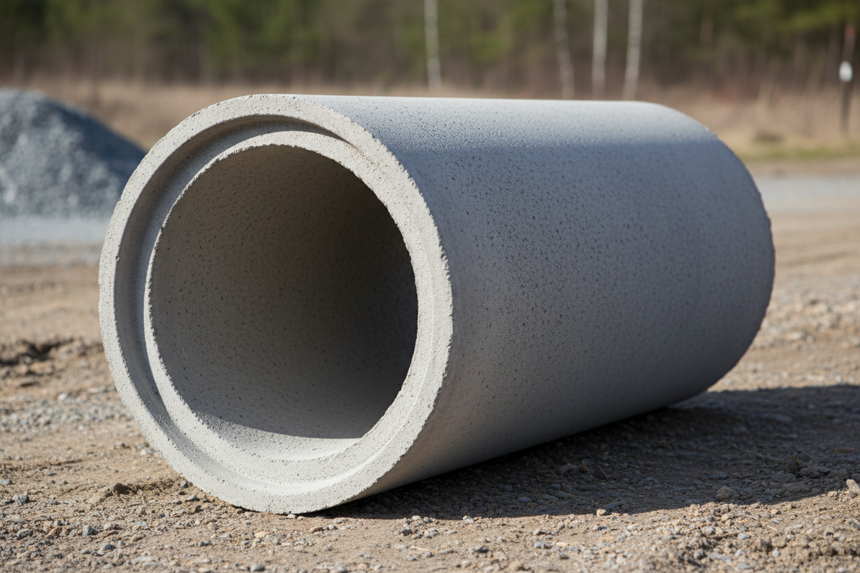 Single small concrete drainage pipe outdoors