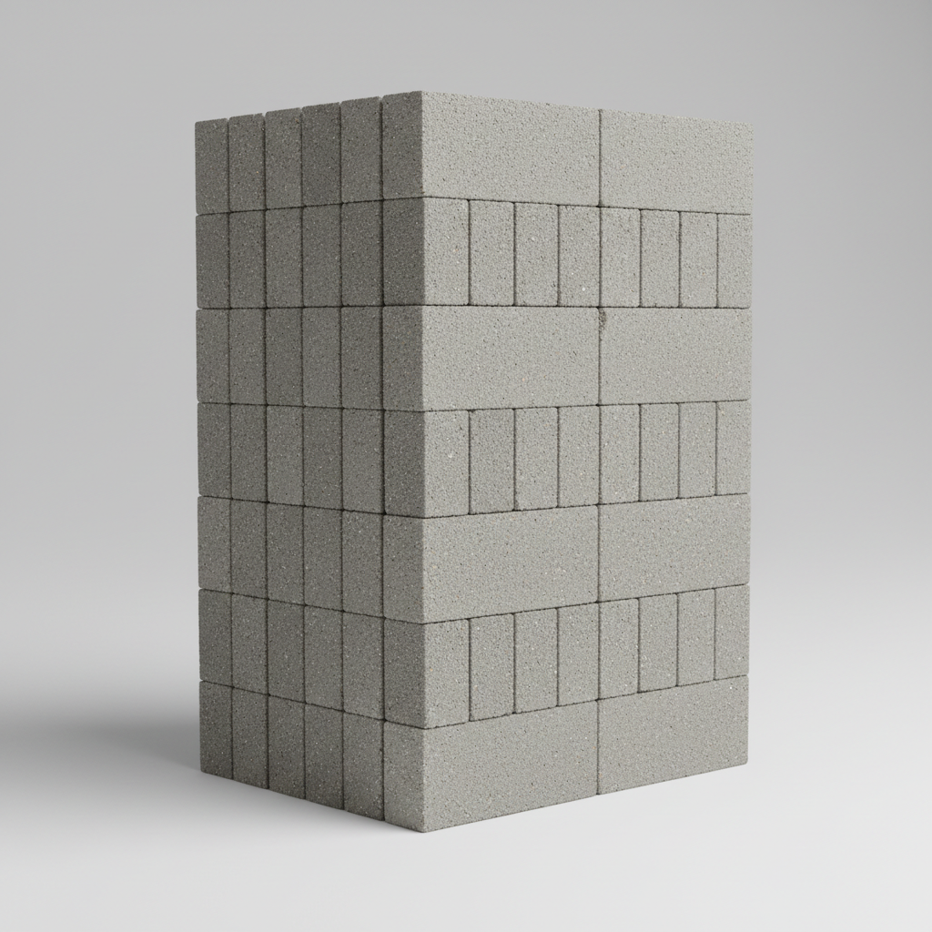 Concrete bricks in construction pattern