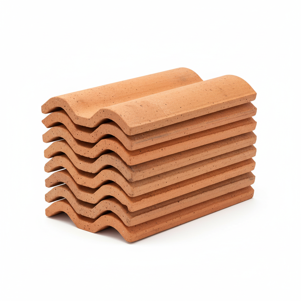 Pack of 20 terracotta roof tiles on white background