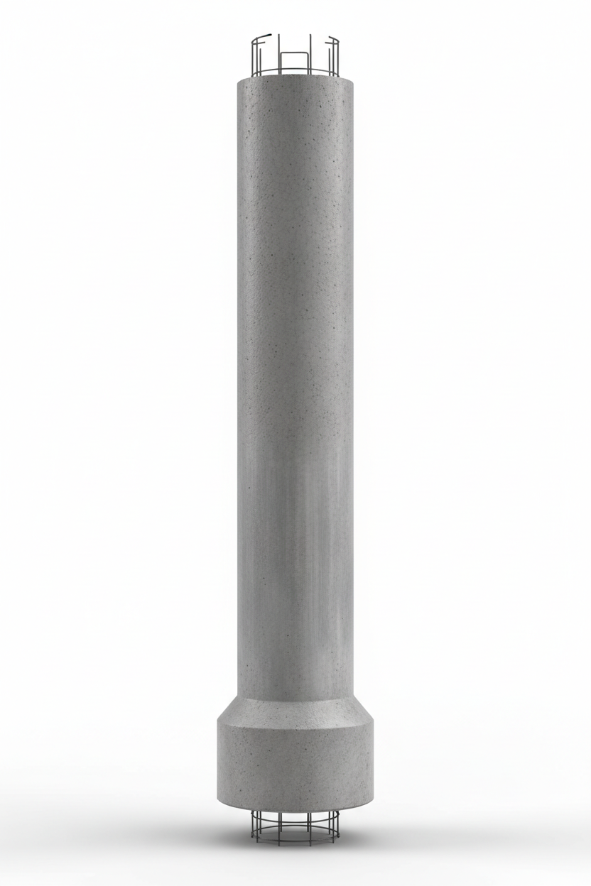 Concrete pole installation view