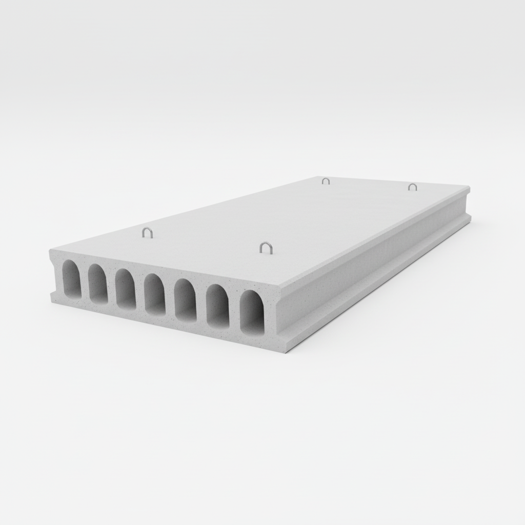 Single hollow core concrete slab detail view