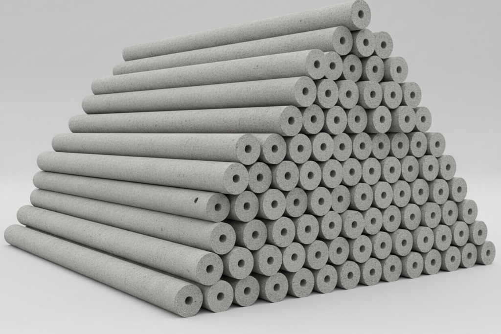 Stack of concrete poles