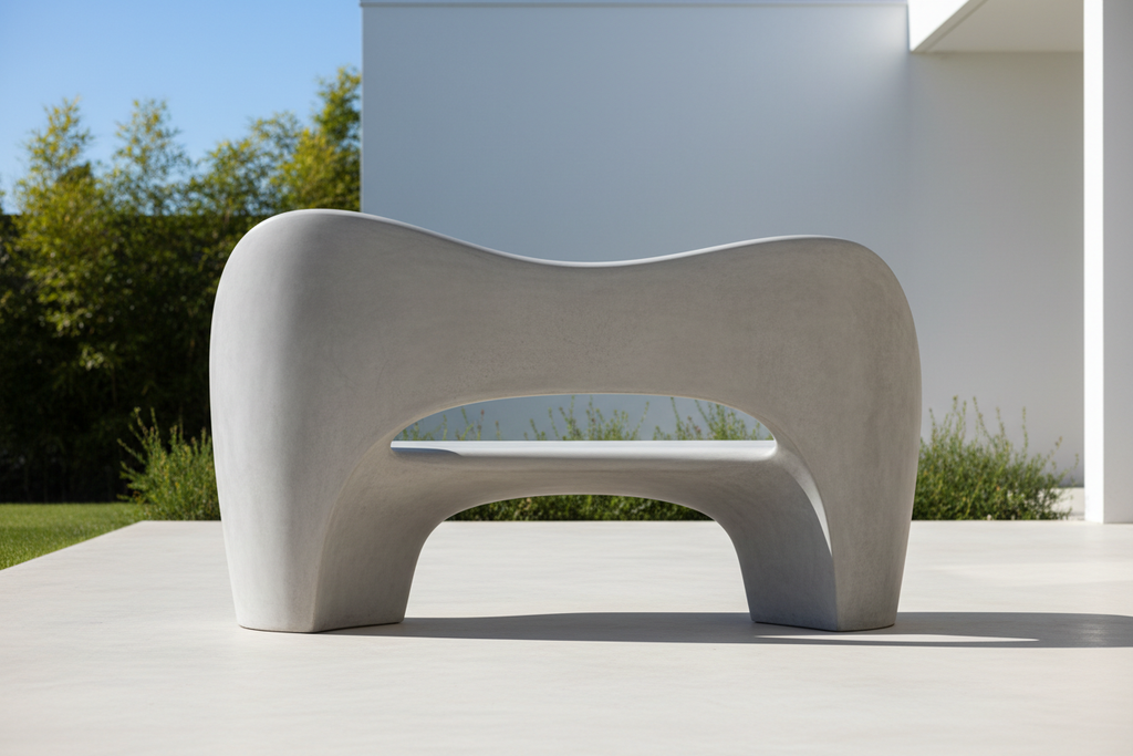 Garden bench side view