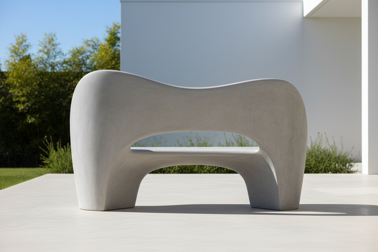 Garden bench side view