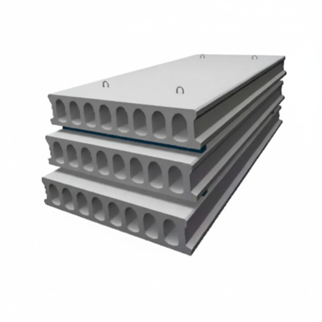 Hollow core concrete slab side view showing core structure