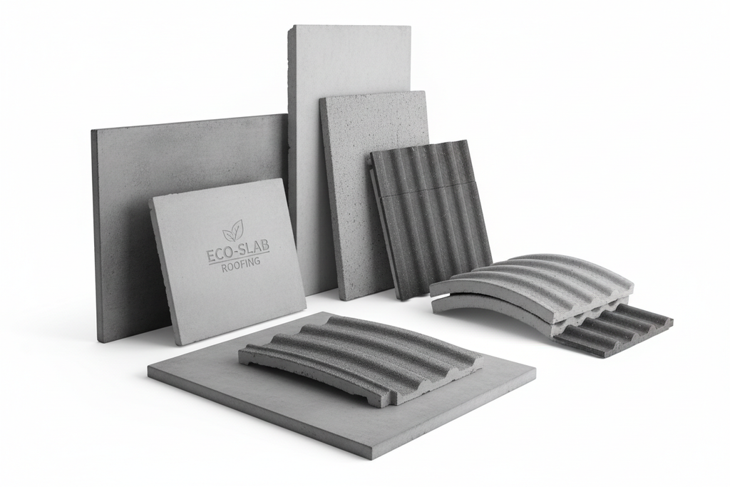 Multiple concrete roof slabs display