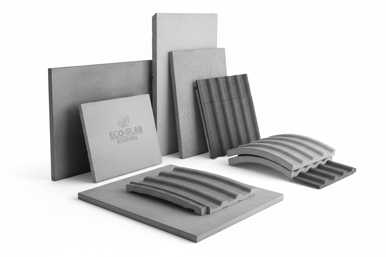 Multiple concrete roof slabs display