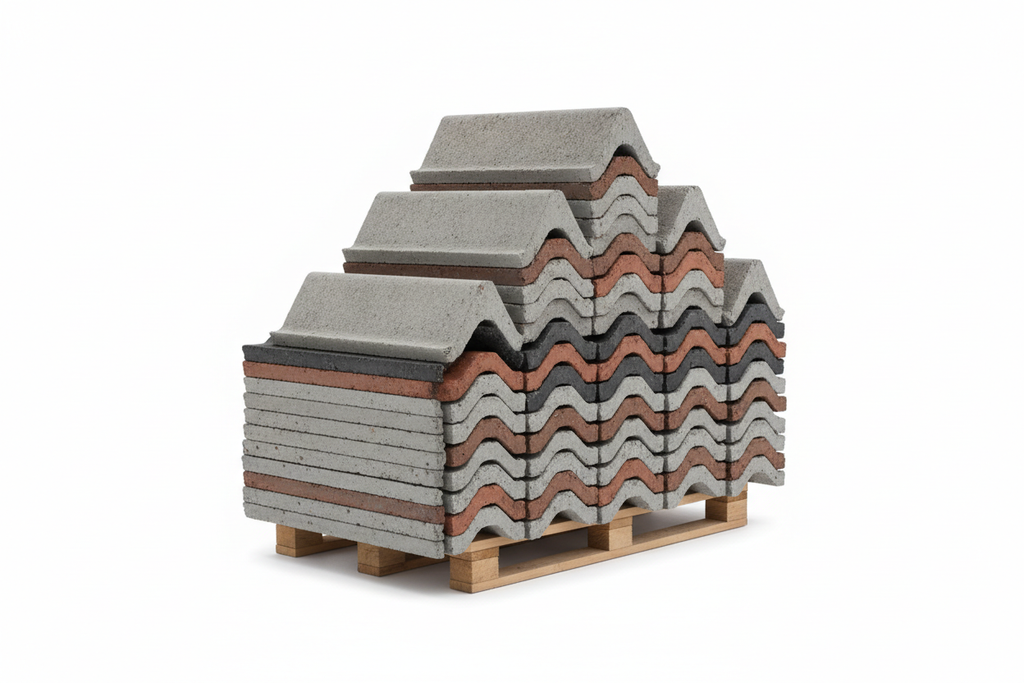 Stack of concrete roof tiles