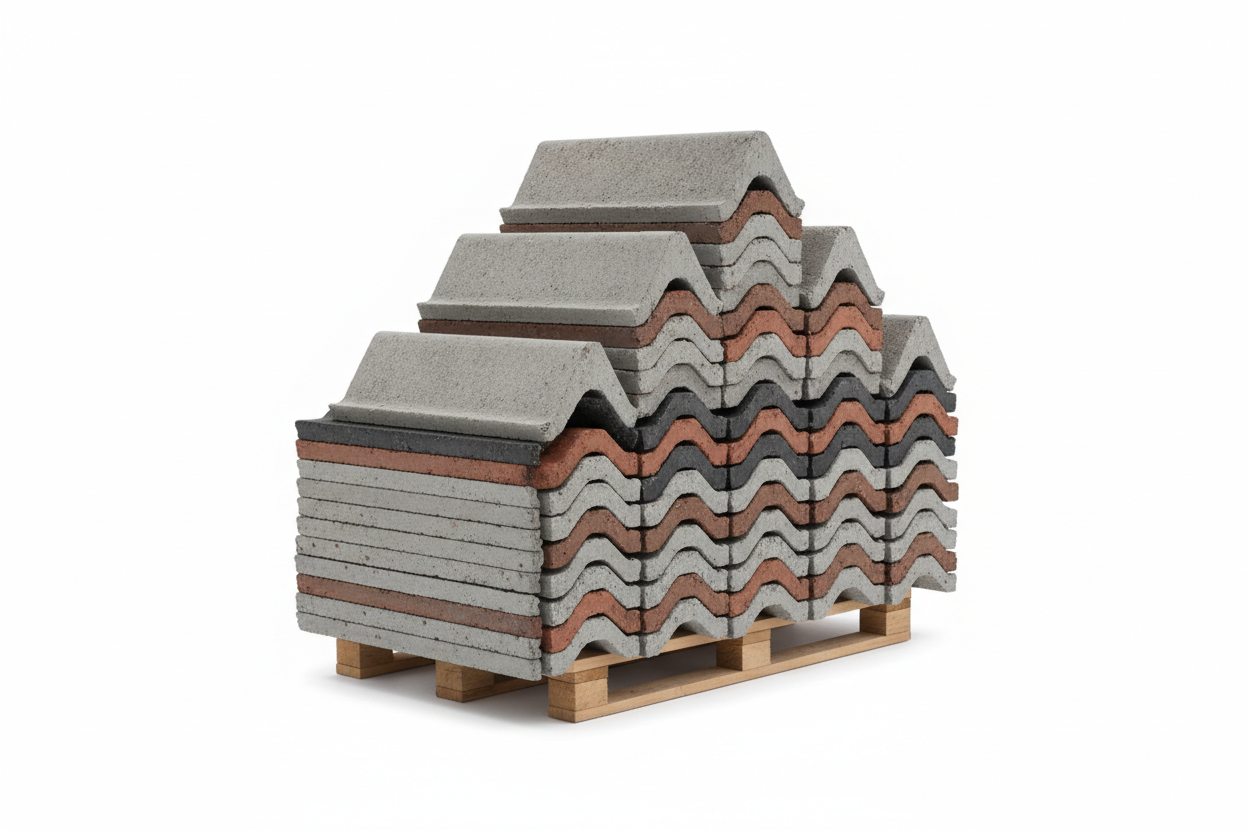 Stack of concrete roof tiles