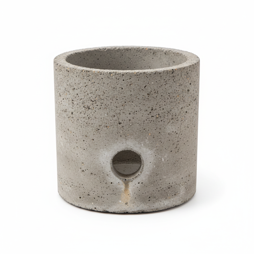 Concrete flower pot detail with drainage
