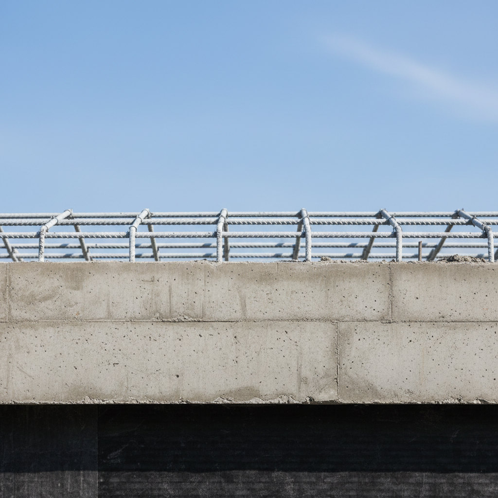 Close-up of concrete slab reinforcement