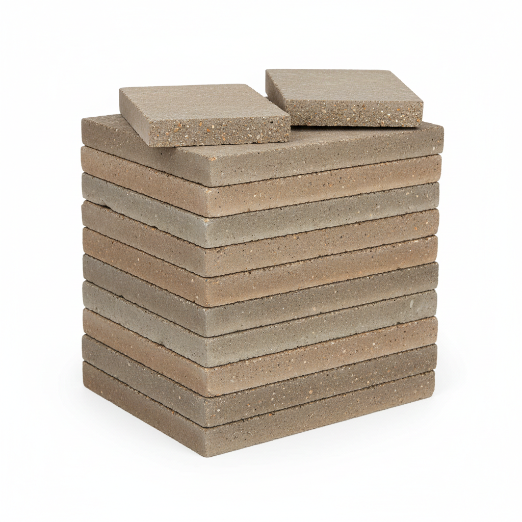 Stack of outdoor concrete tiles