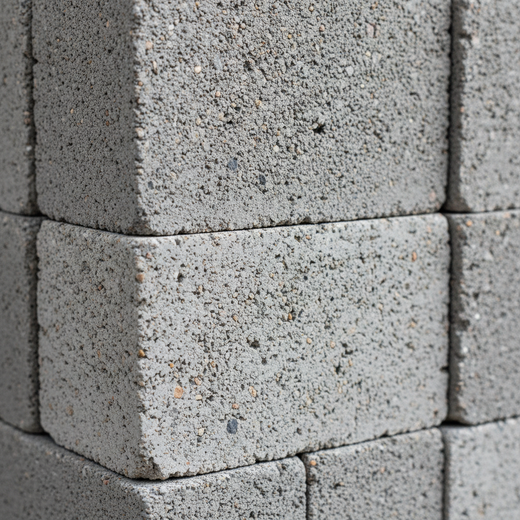 Close-up detail of concrete block surface texture